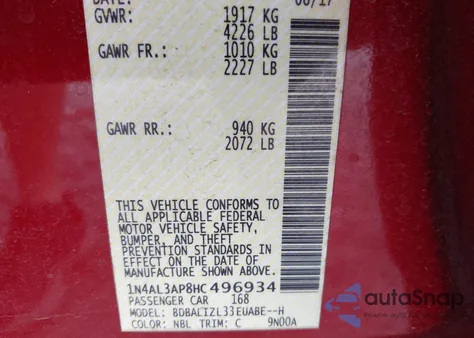 2017 Nissan Altima 2.5 Sv from USA, damaged, VIN 1N4AL3AP8HC496934